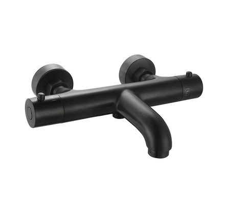 Thermostatische Temperaturverstellbares Bad- oder Duschspülmischer Matte Schwarze Farbe Messing Wasserhahn OEM Runde Klassisch