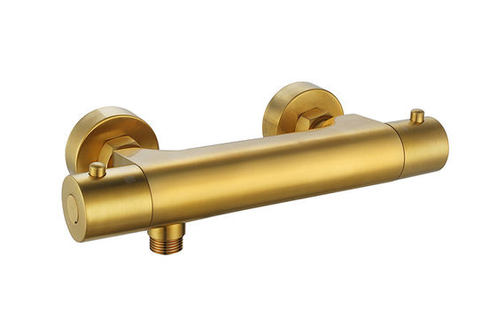 Thermostatische Temperatur einstellbare Duschkanne Mischer gebürstet Goldfarbe Messing Wasserhahn OEM Runde Klassiker