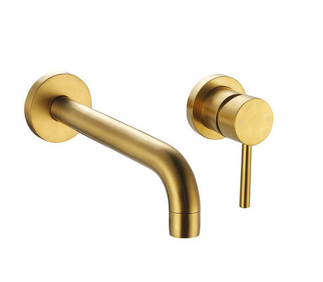 Verborgen in der Wand Becken Mixer Wasserhahn Einhebel Bad Bürsten Gold Gold Messing
