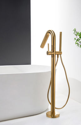 Rose Gold Messing frei stehender Badewanne-Kran OEM Einhebelboden montiert