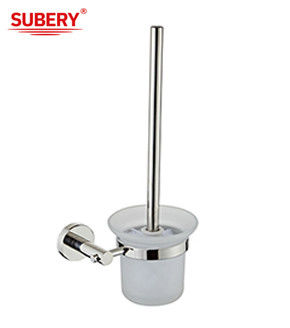 Oem Sus304 Polster Chrome Toilettenbürstenhalter Glas Badezimmerzubehör Klassisch rund