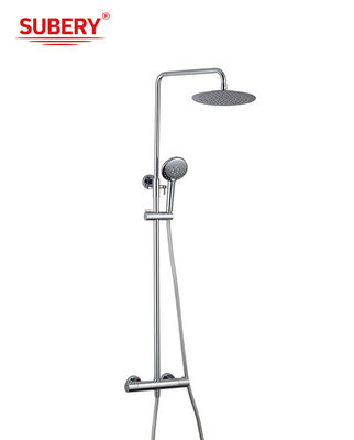 Temperaturverstellbare Thermostatik-Kranen Dusche freiliegende Mischkolonne Set Chrom Messing