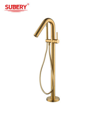 Rose Gold Messing frei stehender Badewanne-Kran OEM Einhebelboden montiert