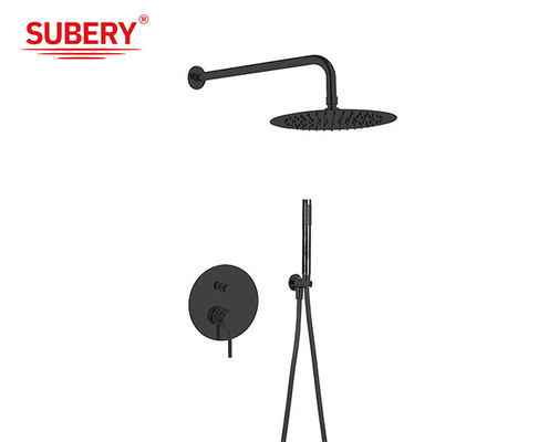 Matt Schwarz Klassisch In Wand Dusche Wasserhahn Messing Ring Knurl Griff