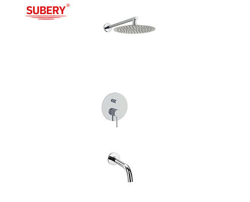 Verborgen in der Wand Dusche Wasserhahn Messing ringförmig Knurl Griff Chrome OEM Bad Bad