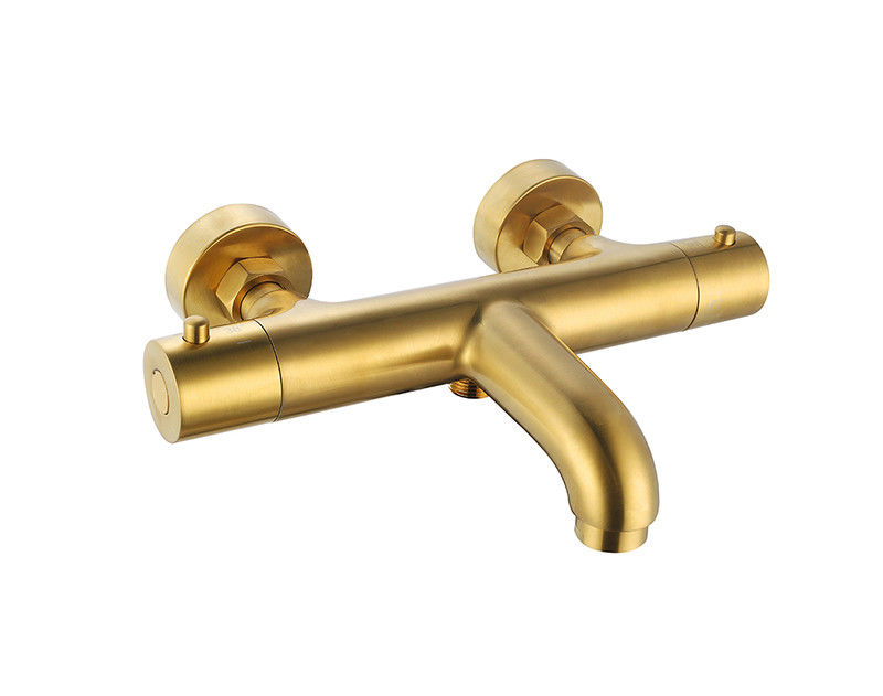 Thermostatische Temperatur einstellbares Bad oder Dusche Sprudel Mixer gebürstet Goldfarbe Messing Wasserhahn OEM Runde Klassisch