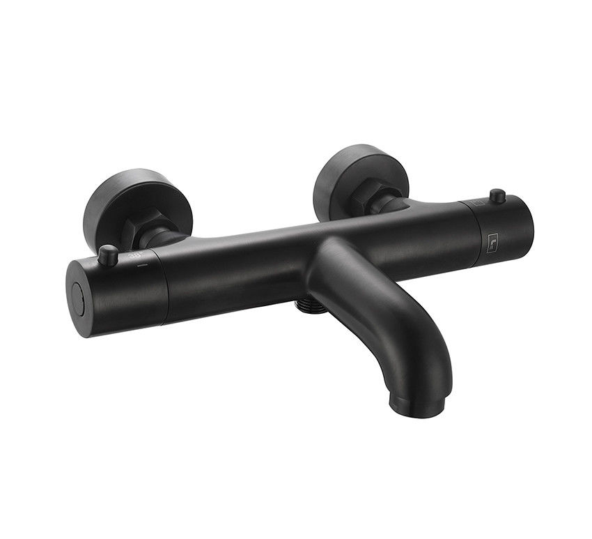 Thermostatische Temperaturverstellbares Bad- oder Duschspülmischer Matte Schwarze Farbe Messing Wasserhahn OEM Runde Klassisch