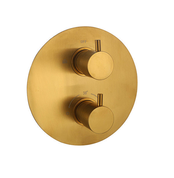 Brushed Gold Farbe Messing Badezimmer Mixer Wasserhahn OEM Runde in der Wand versteckt