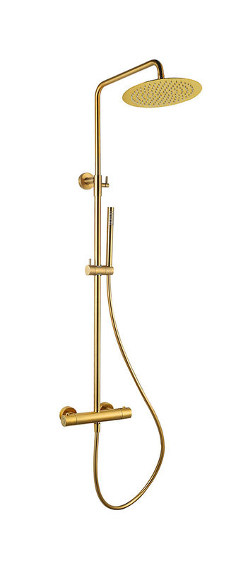 Brushed Goldfarbe Messing Badewanne Dusche Mischer Thermostatik Temperatur einstellbar