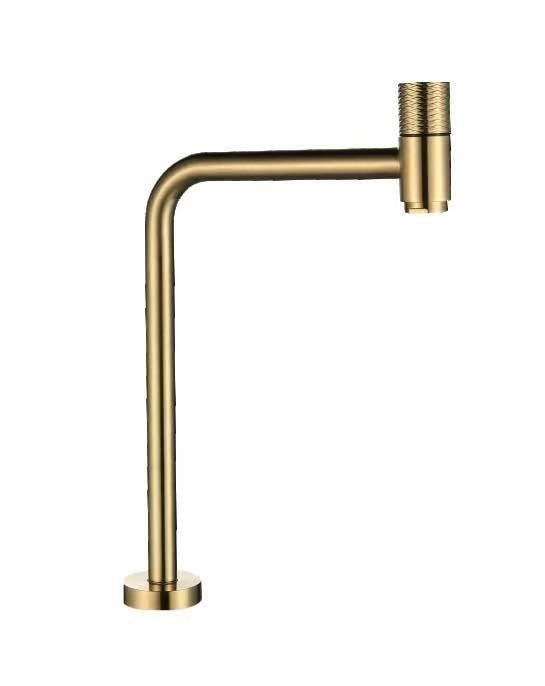 Kaltwasserbecken-Kranmischer SUS304 Bibcock High Long Spout Einfachdeck Montiert Bürstengold Gold