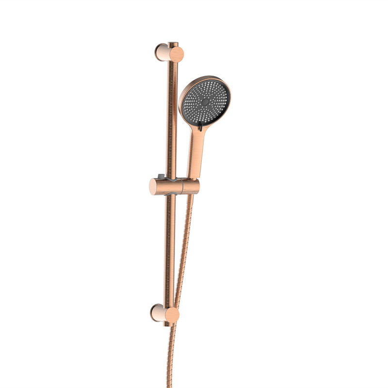 SUS304 3 Funktion Dusche Schieberad Schienen-Set ABS Kunststoff Handdusche Schlauch Bad Rose Gold Runde Klassiker