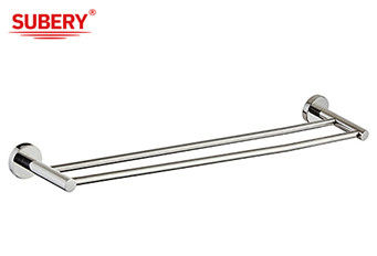 SUS304 Doppelhandtuchstange Polster Chrome Farbe OEM Rundes Design Projekt Zuhause