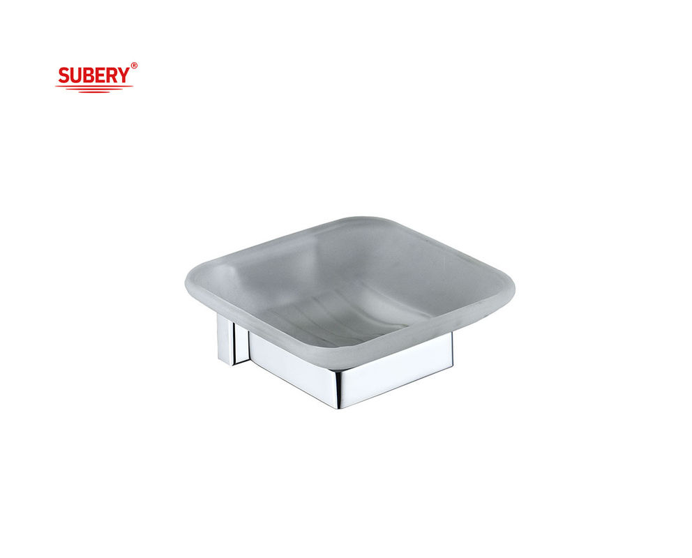 Messing-Seifenschüsselhalter Glasbadezimmer hochwertige Chromfarbe OEM Messing-Basis quadratisches Design