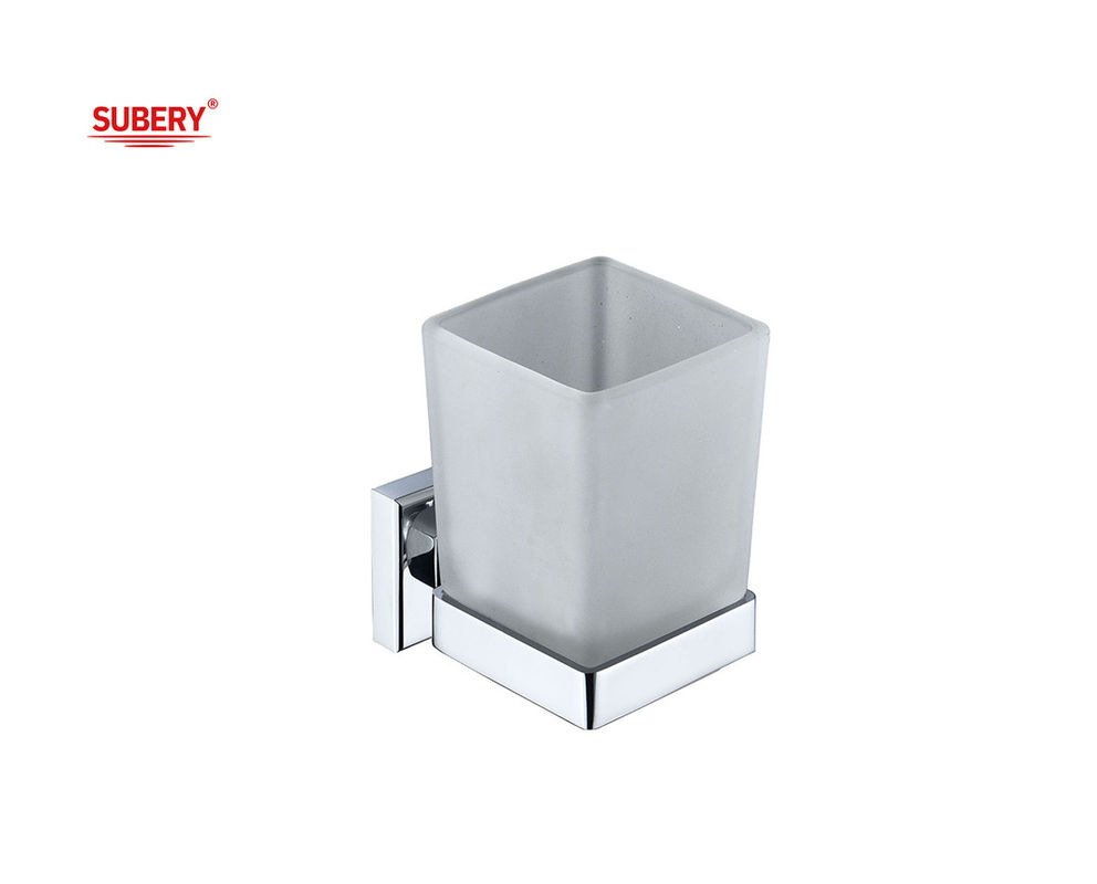 Messing-Einzeltonnerhalter Glasbadezimmer hochwertige Chromfarbe OEM nobel Messing-Basis quadratische Gestaltung