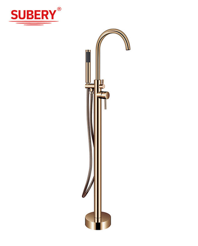 OEM Single-Lever frei stehendes Bad Wasserhahn Fußboden Mount mit Diverter Rose Gold Messing