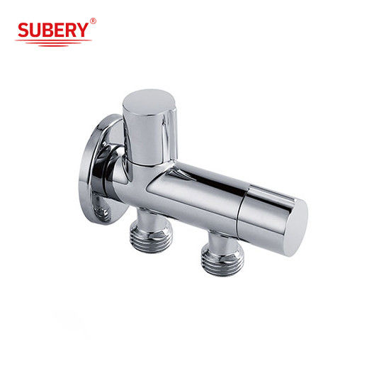 Custom L-Form G1/2 Ein Einlass Zwei Auslass Chrom Messing Waschmaschine Wasser Einlassventile Badezimmer Toilette Winkelventil