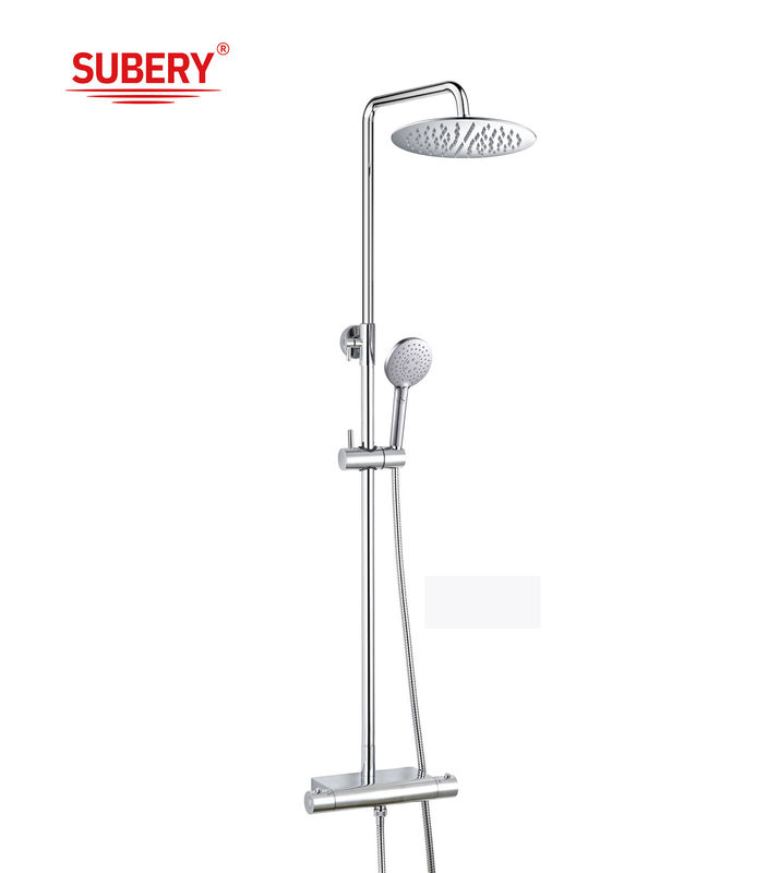 Rundes Doppel-Duschkopf Wandmontiertes Chrom-Edelstahl-Badezimmer Badezimmer Thermostatisches Regendusch-Set