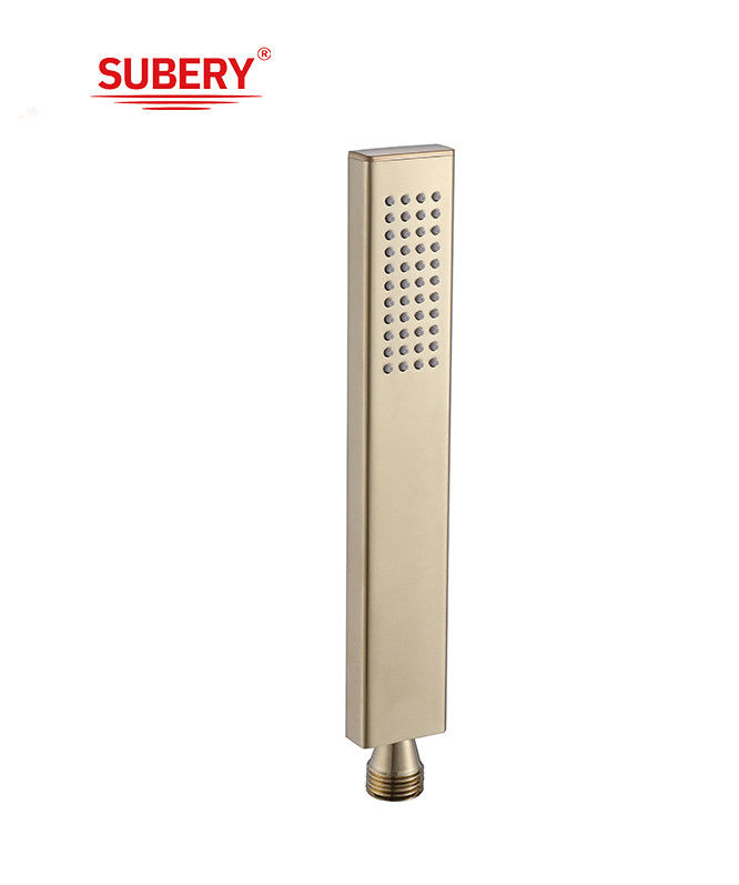 Messing Mikrofon Handdusche Handdusche für Dusche Spalte gebürstete goldene Bad Silizium Düse leicht saubere Quadrat OEM